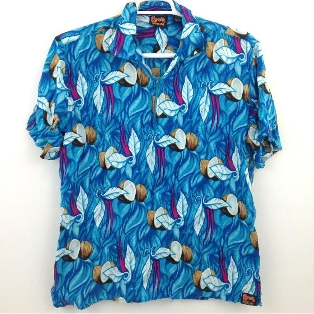 KAHLUA Tropical Zip Up Shirt.